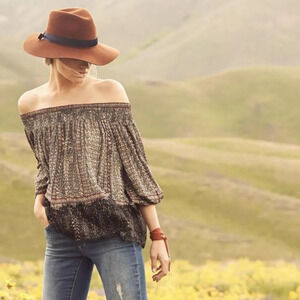 Vanessa Virginia Anthropologie Womens Top Shirt Off The Shoulder Medium Lace‎